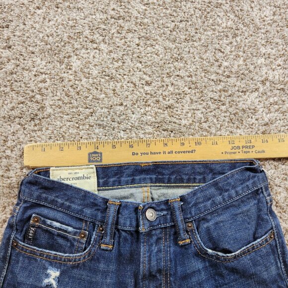 Abercrombie Kids Jeans Boys 12 Classic Straight Denim Dark Wash Distressed - Picture 2 of 9